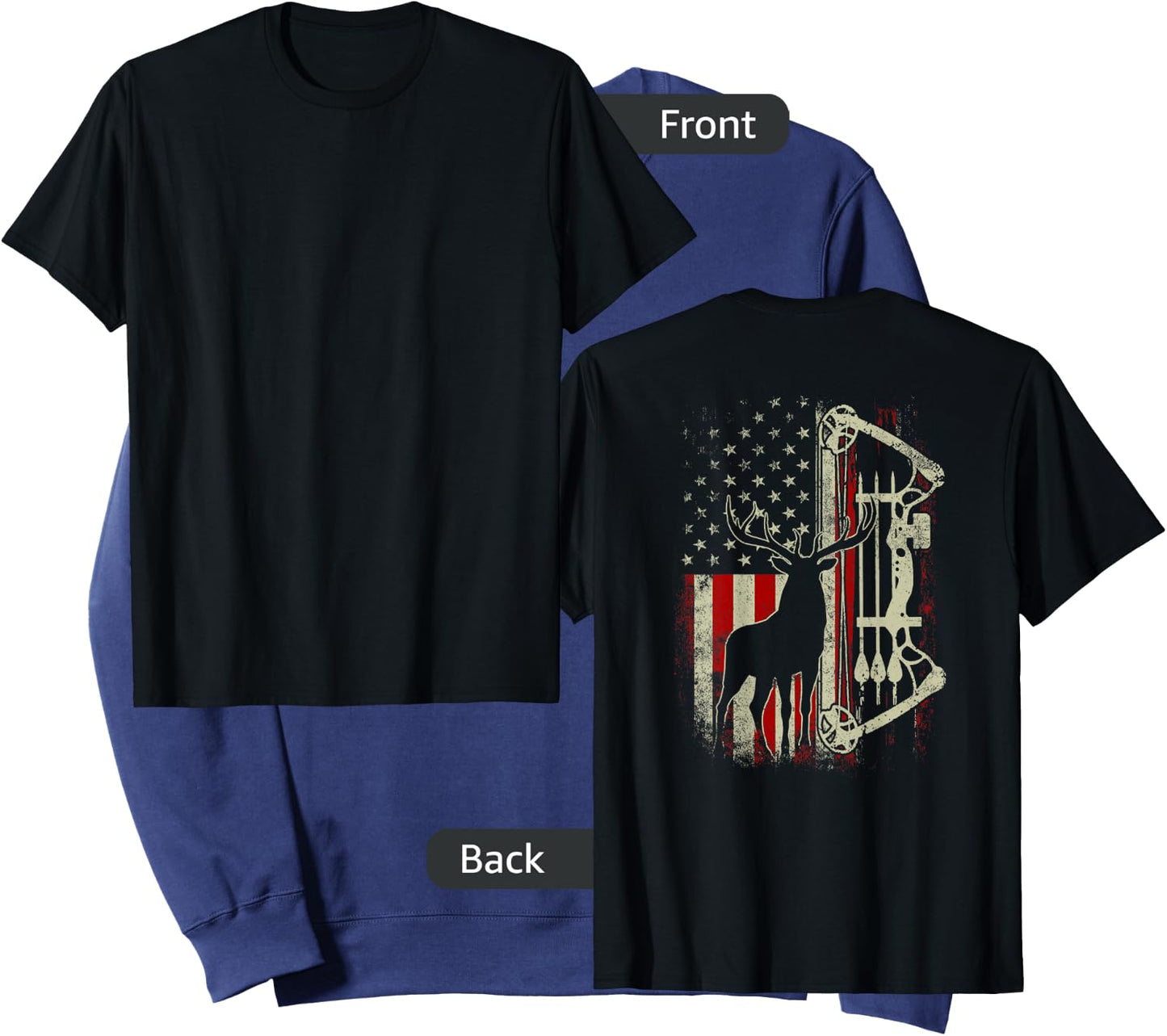 Buck Deer Hunting American Flag Funny Hunter (on back) Sweatshirt - Sweatshirt | Navy