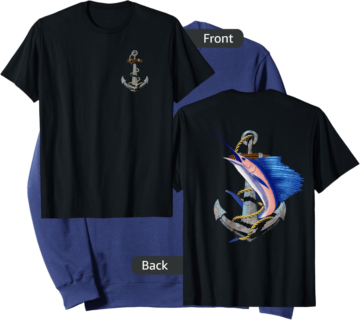 Swordfish Marlin Sailfish Deep Sea Fishing Anchor (2-Sided) Sweatshirt - Sweatshirt | Navy