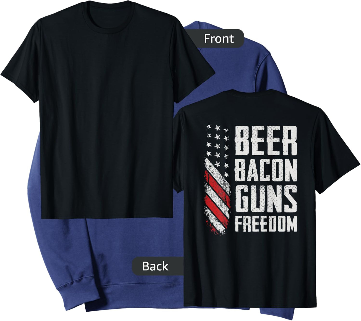 Beer Bacon Guns Freedom - BBQ USA Flag Drinking (ON BACK) Sweatshirt - Sweatshirt | Navy