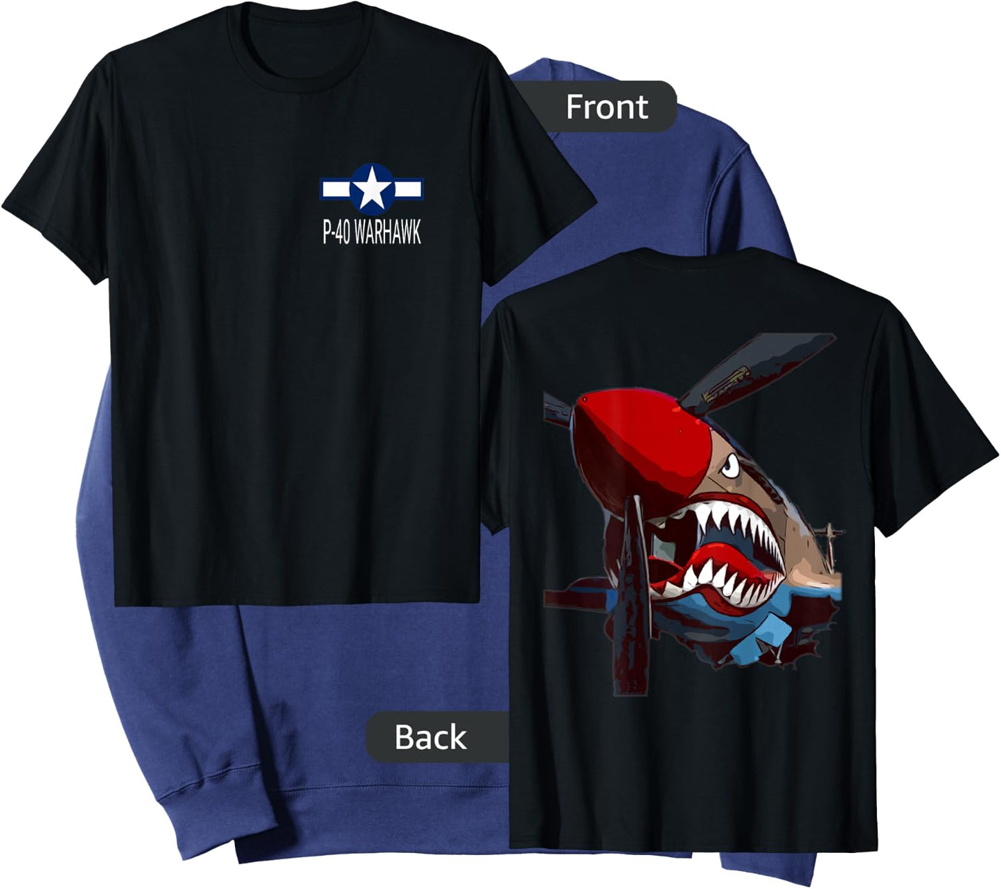 P-40 Warhawk Fighter Aircraft WW2 Airplane Military (DS) Sweatshirt - Sweatshirt | Navy