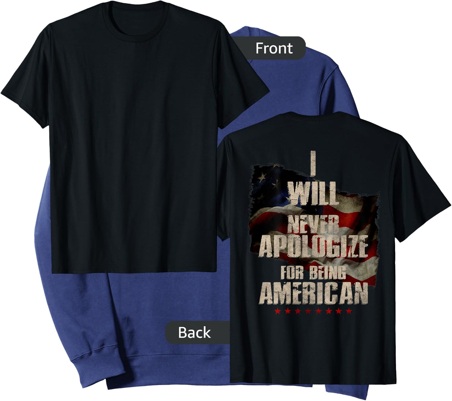 I Will Never Apologize For Being American Patriot (On Back) Sweatshirt - Sweatshirt | Navy