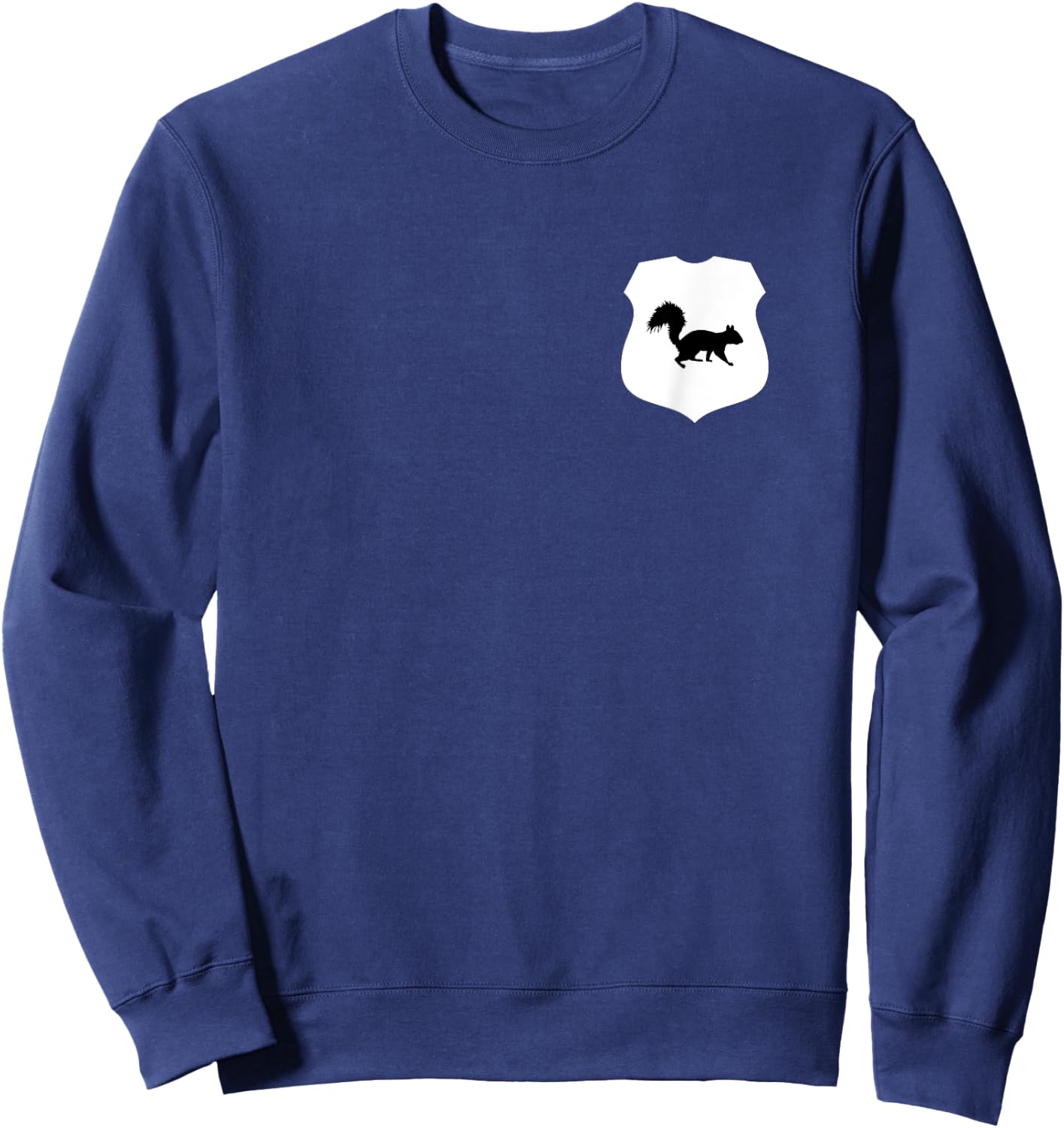 Squirrel Patrol on Back Front Patrol Officer Badge Squirrel Sweatshirt - Sweatshirt | Navy