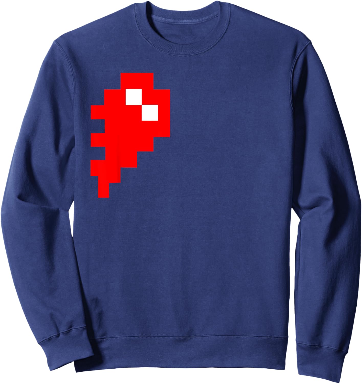 Half Pixelated Heart Matching Couple Gaming Valentine's Day Sweatshirt - Sweatshirt | Navy