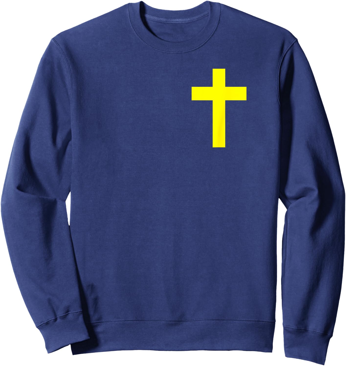 Yellow Cross Jesus Christ Christian Messiah God Christianity Sweatshirt - Sweatshirt | Navy