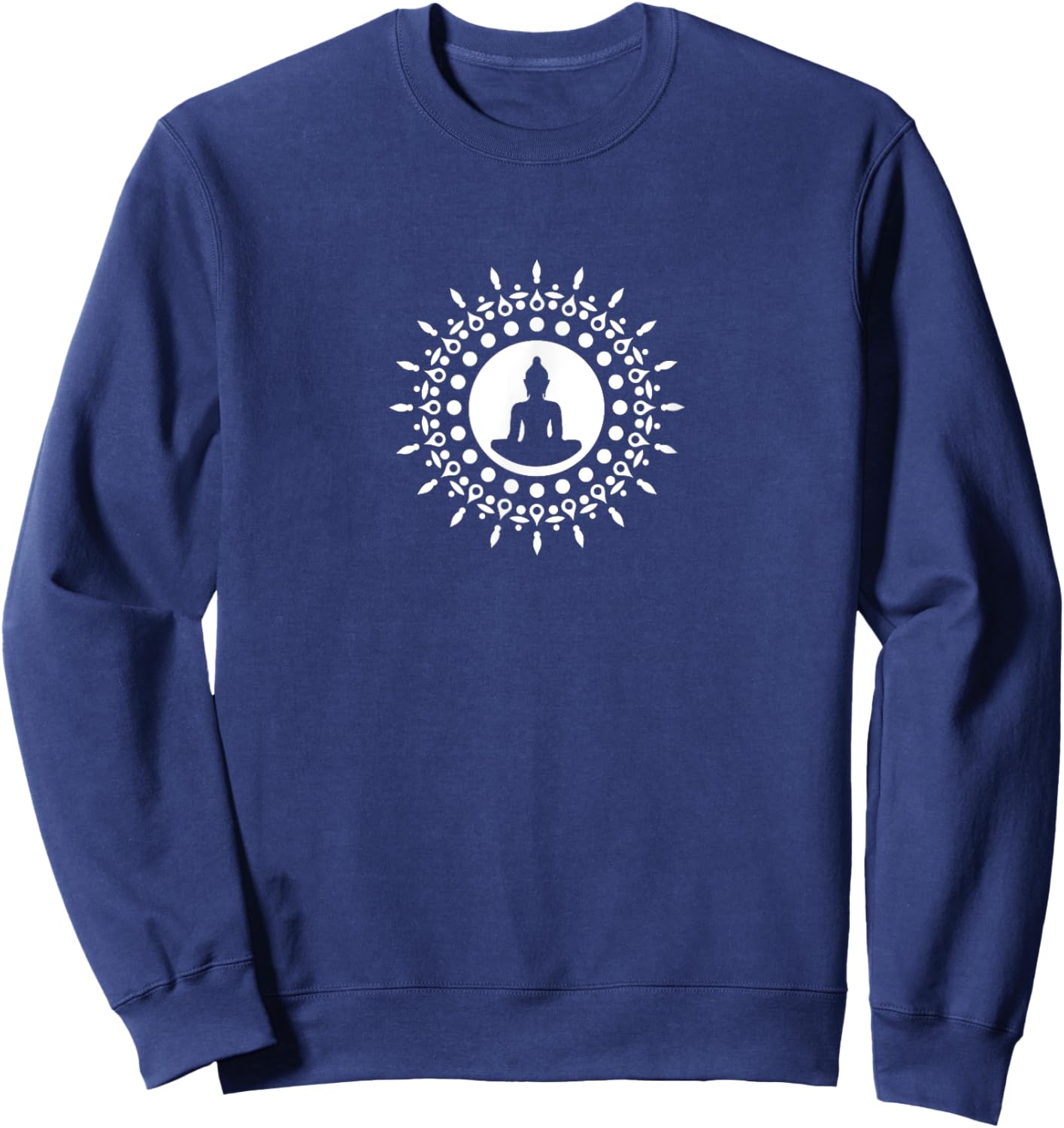 Buddha Meditation Sunflower Mandala Buddhism Yoga Symbol Sweatshirt - Sweatshirt | Navy