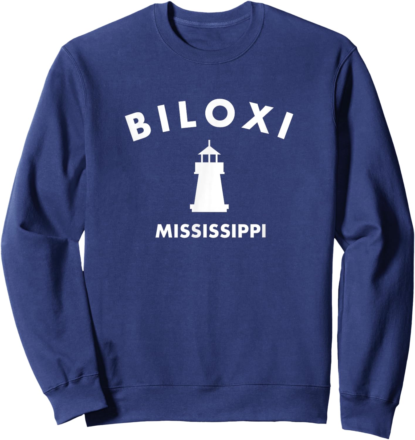 Biloxi Mississippi Gulf of Mexico Lighthouse Sweatshirt - Sweatshirt | Navy