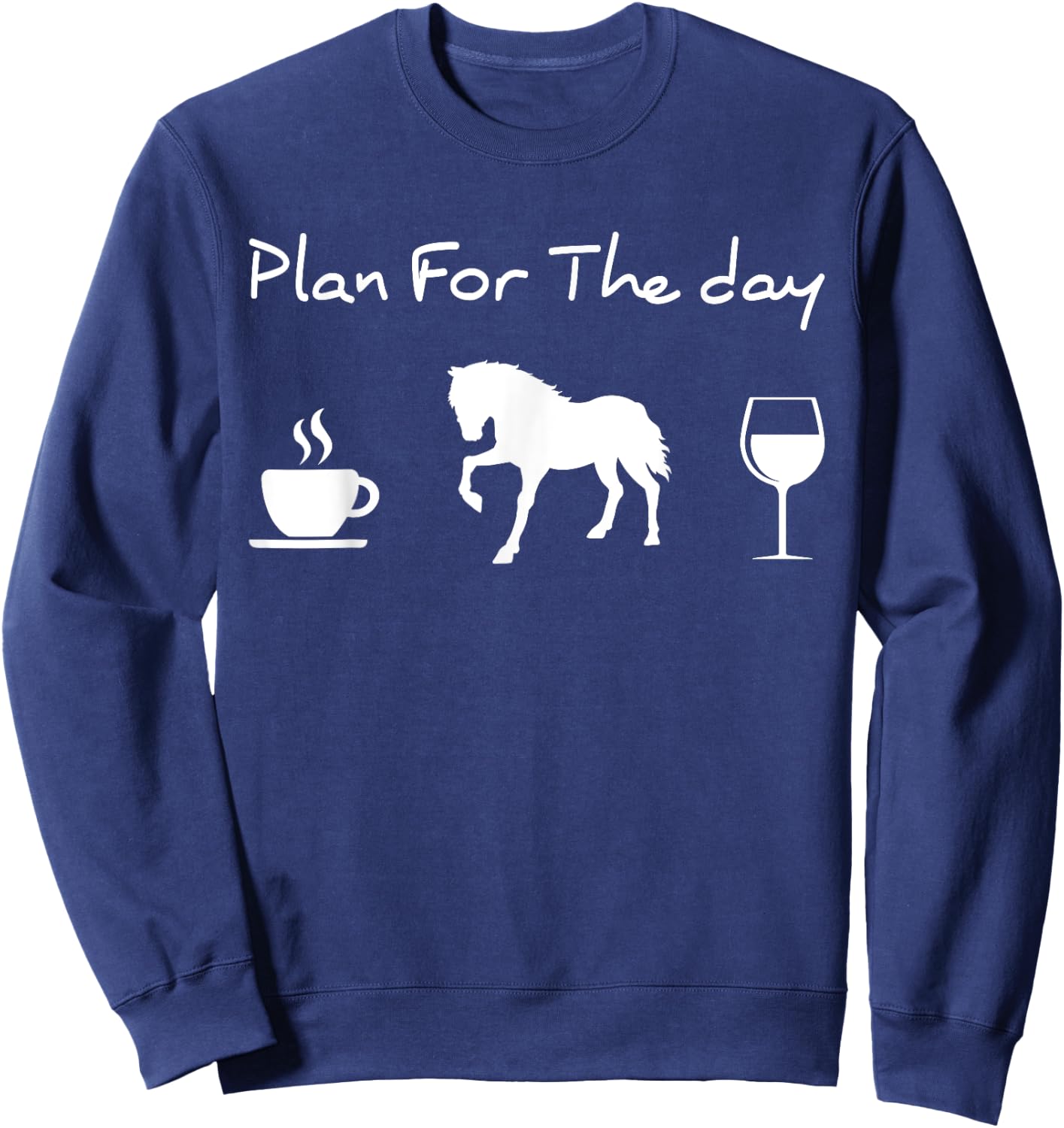 Plan For The Day Coffee Horse Wine Sweatshirt - Sweatshirt | Navy