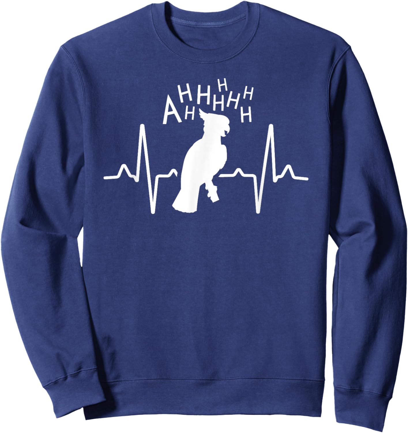 Parrot Shirt Screaming Cockatoo Gifts Heartbeat Sweatshirt - Sweatshirt | Navy