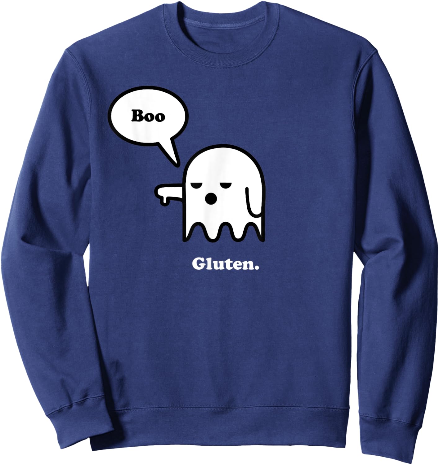 Funny Gluten Free Clothing Halloween Ghost Boo I Hate Gluten Sweatshirt - Sweatshirt | Navy