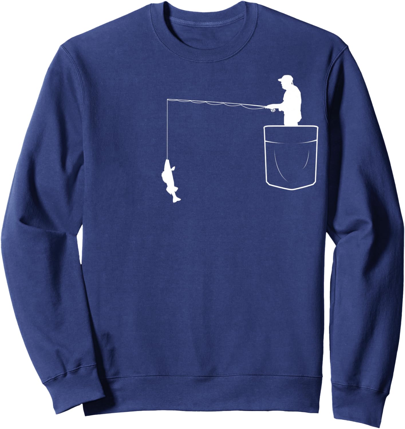 Walleye Fishing in pocket vintage art - Funny Fisherman Sweatshirt - Sweatshirt | Navy