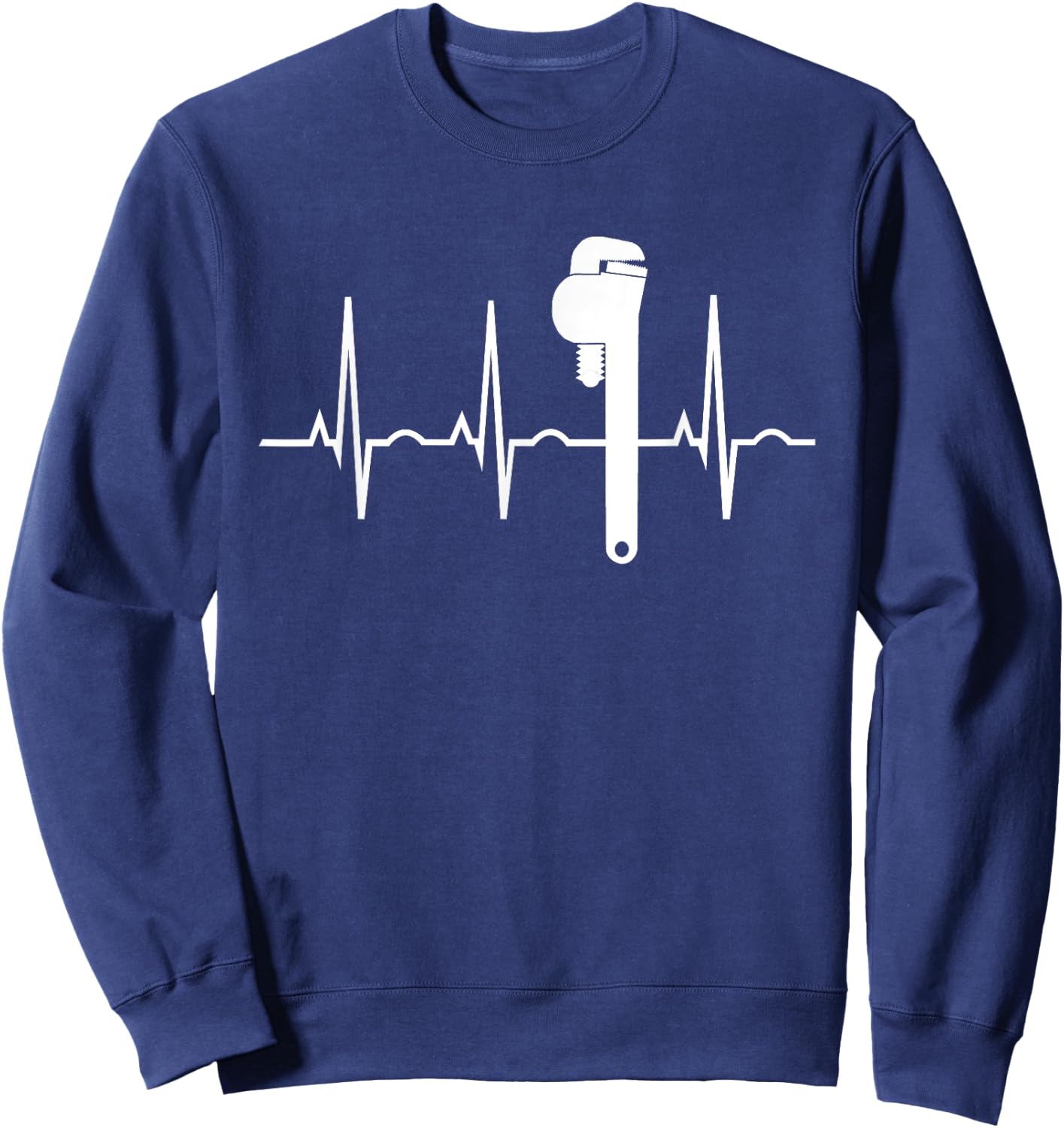 Funny Plumbing Tools Wrench Heartbeat Plumber Gift Sweatshirt - Sweatshirt | Navy