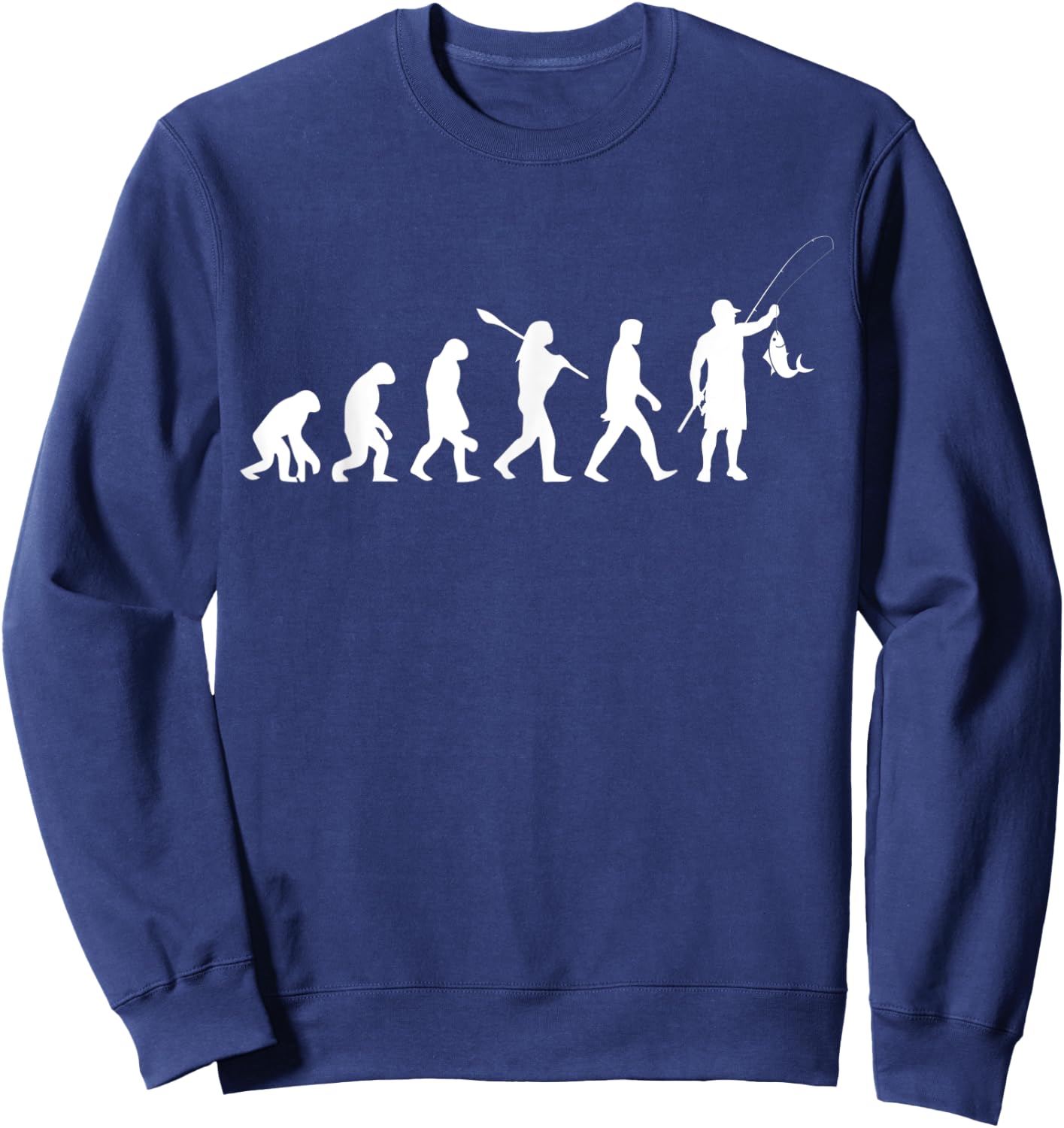 Funny Fishing Shirt. From Monkey to Caveman to Fisherman. Sweatshirt - Sweatshirt | Navy