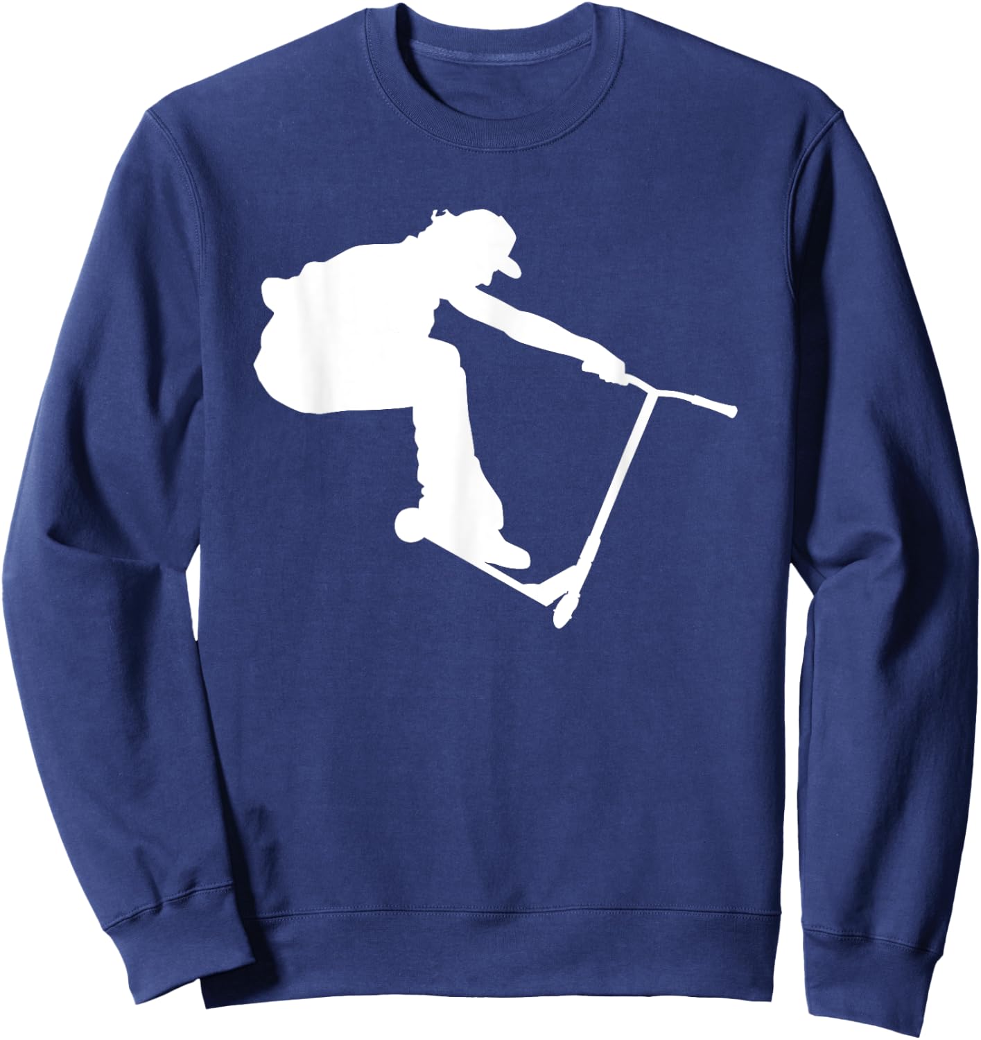 Silhouette Scootering Stunt Scooter Rider Racing Trick Racer Sweatshirt - Sweatshirt | Navy