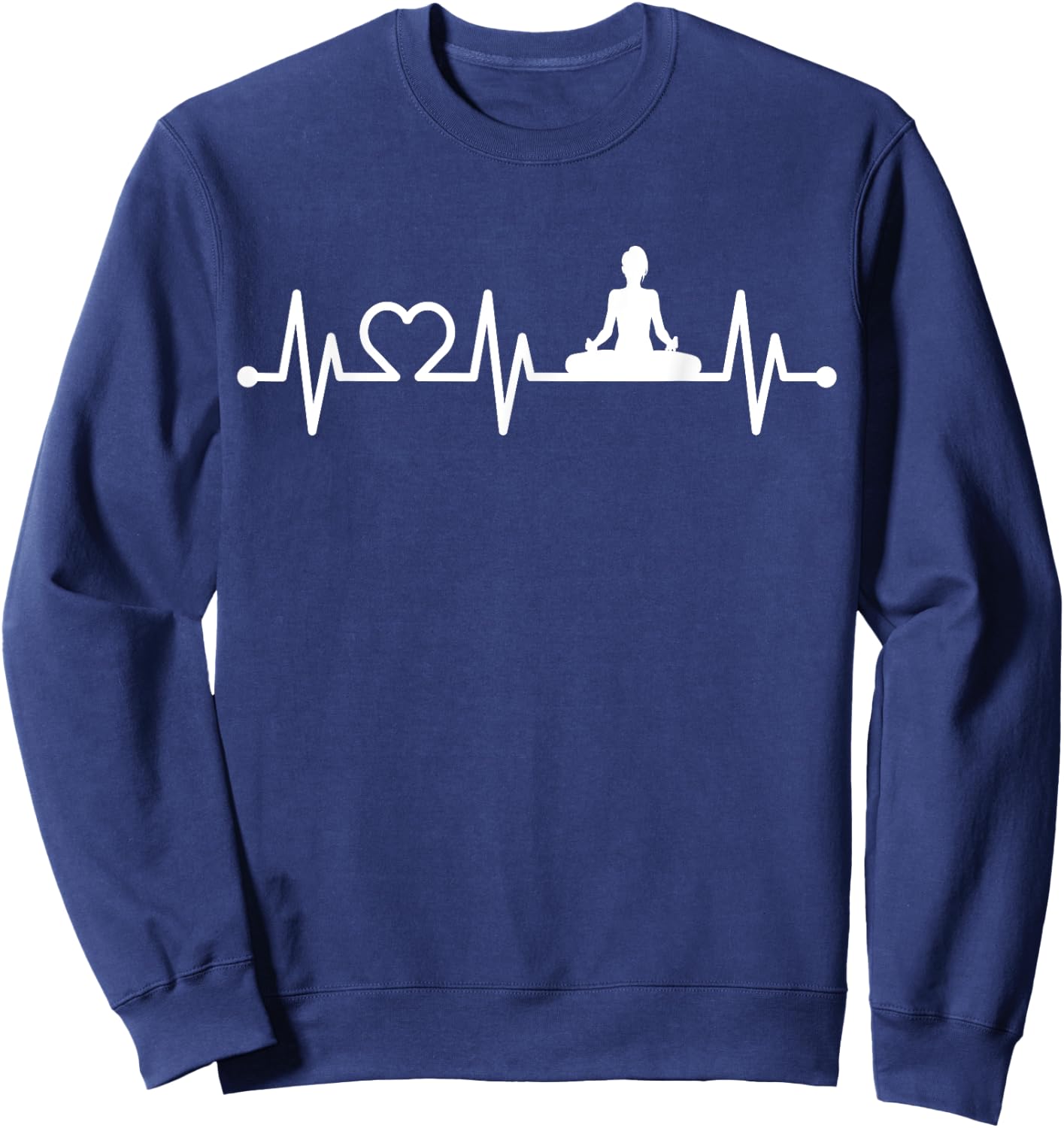 EKG Heartbeat Yoga with Heart Lotus Seat Padmasana Pulse Sweatshirt - Sweatshirt | Navy