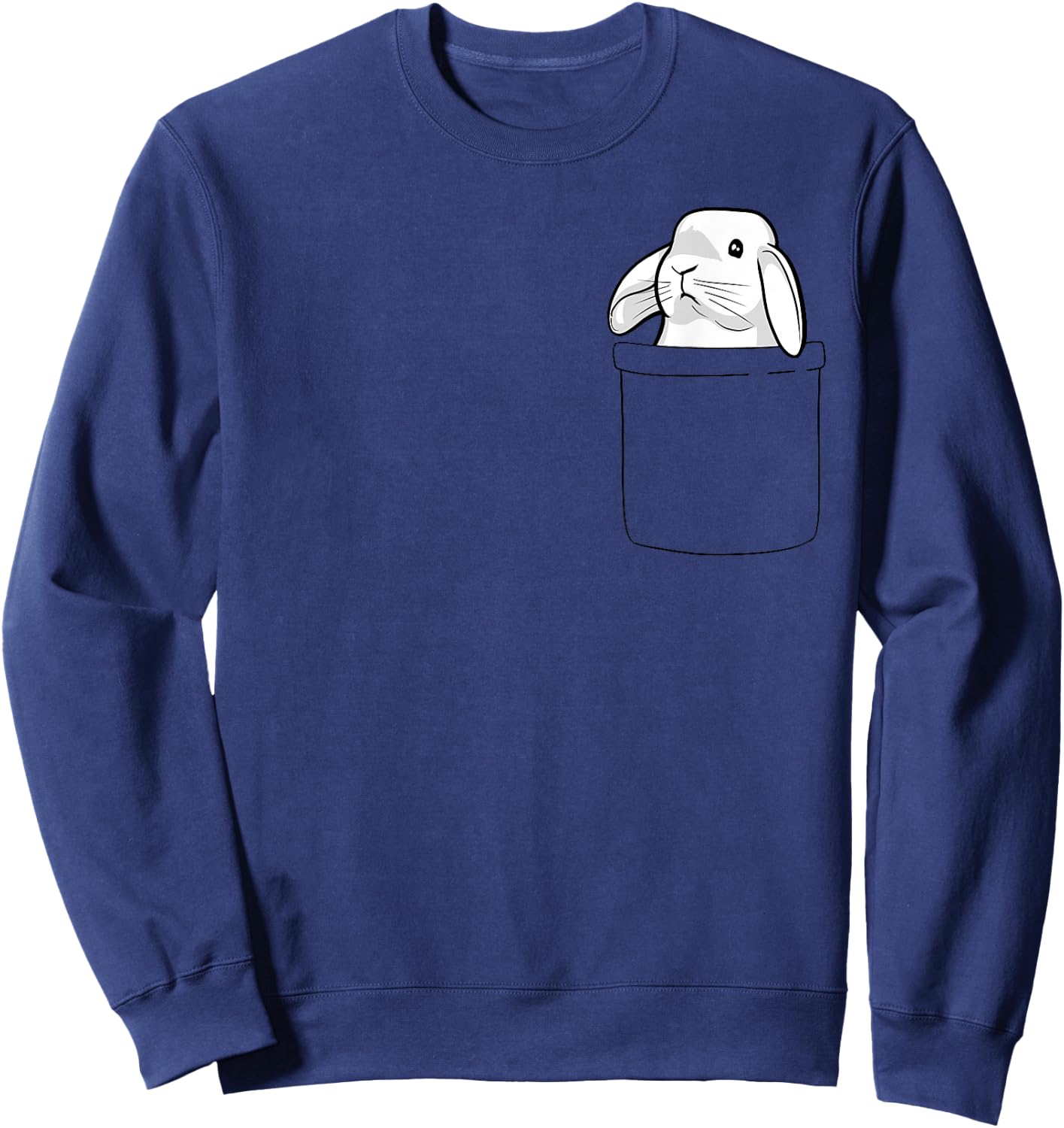 Rabbit Pocket Cute Bunny Women Girls Boys Kids Sweatshirt - Sweatshirt | Navy