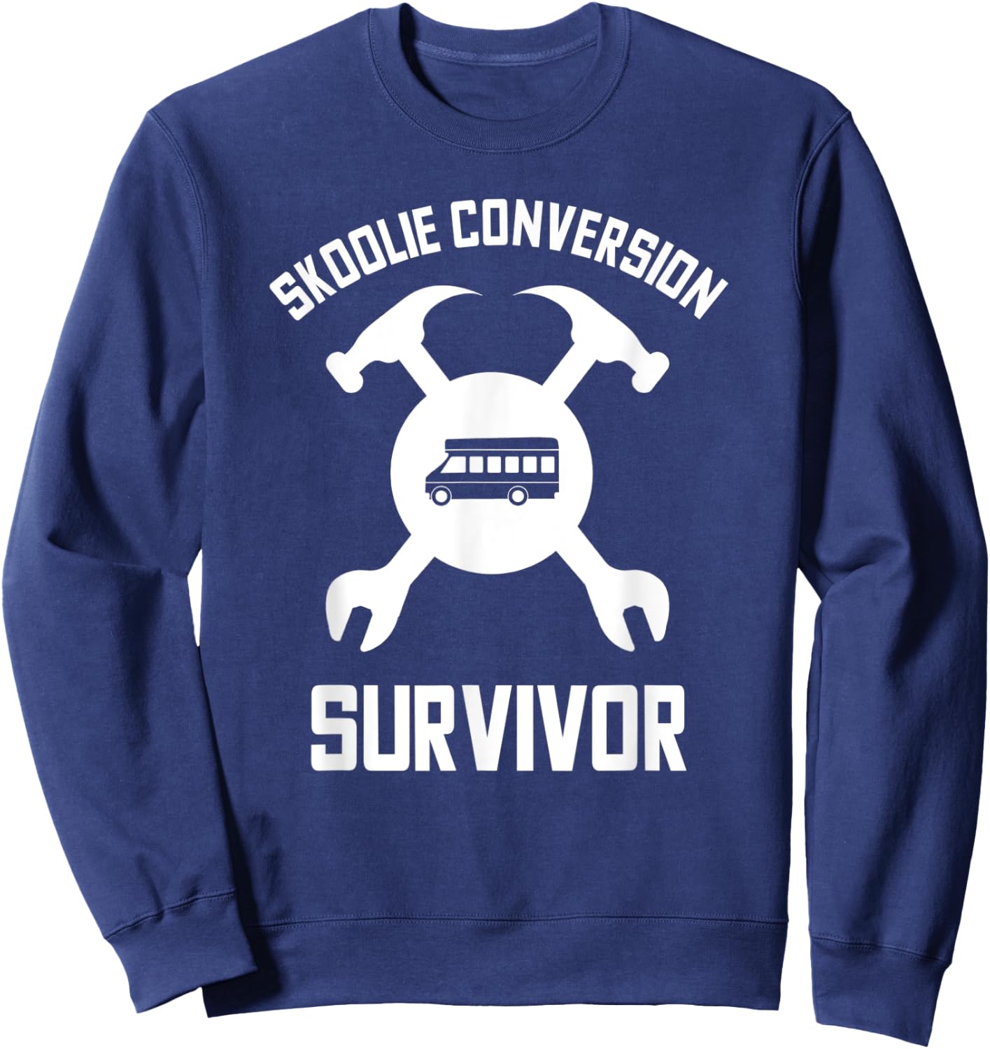 Yellow School Bus Conversion Skoolie Schoolbus Sweatshirt - Sweatshirt | Navy