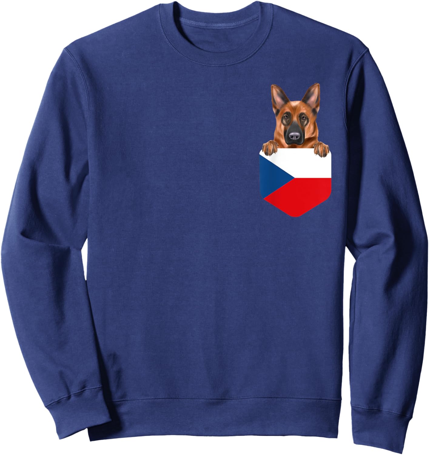 Czech Republic Flag German Shepherd Dog In Pocket Sweatshirt - Sweatshirt | Navy