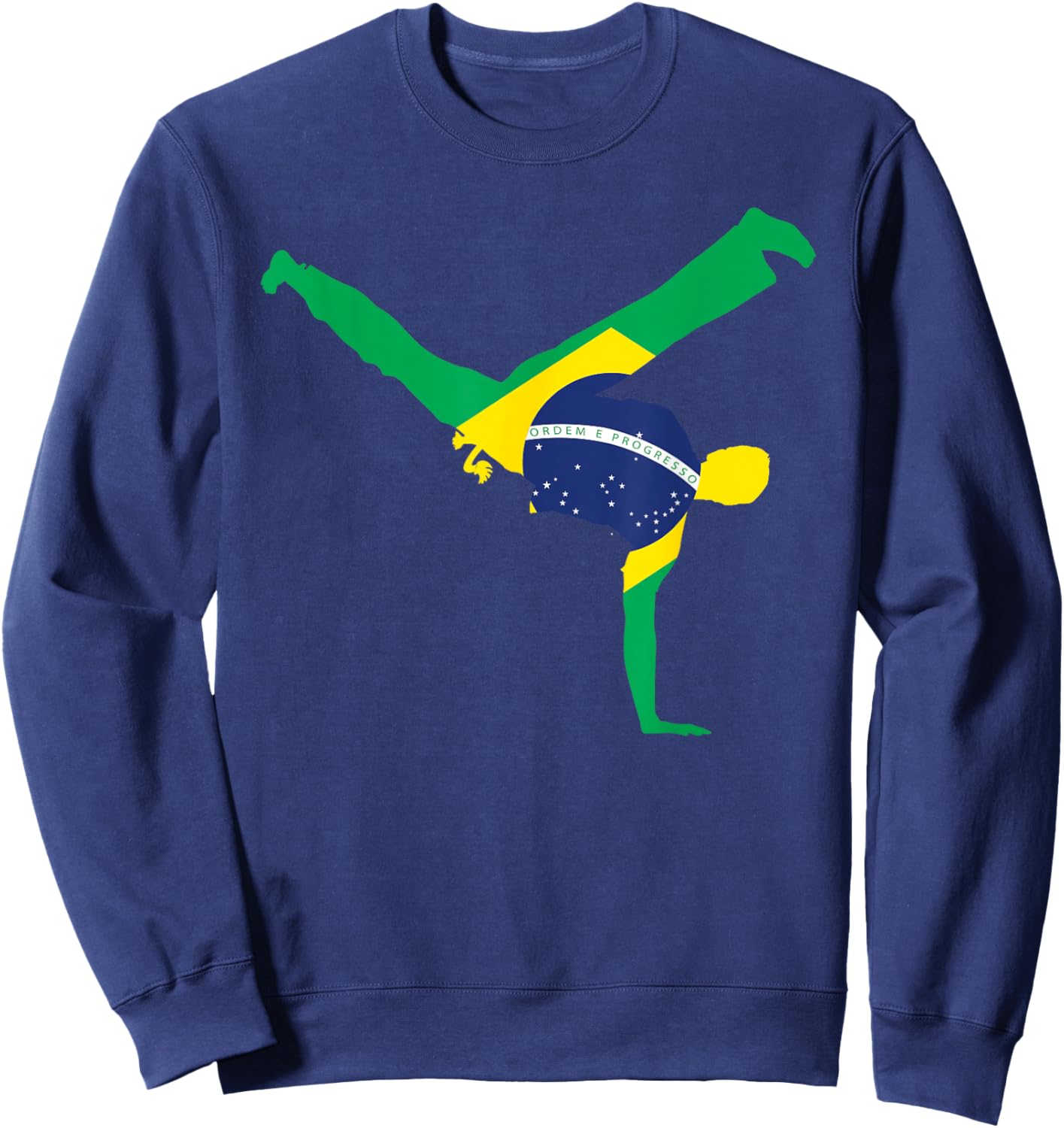 Brazil Flag Capoeira Dancer MMA Afro Brazilian Kick Fighter Sweatshirt - Sweatshirt | Navy