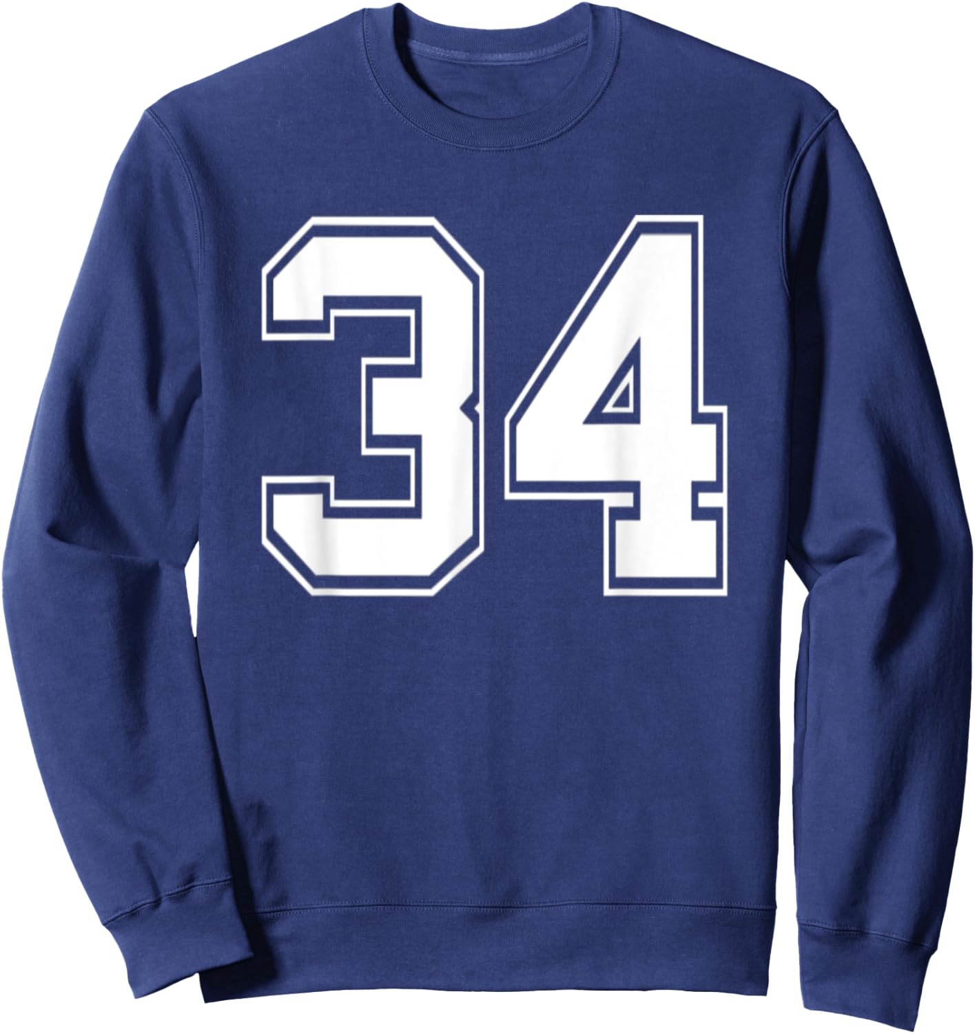Number 34 Baseball Football Soccer Birthday Sweatshirt - Sweatshirt | Navy