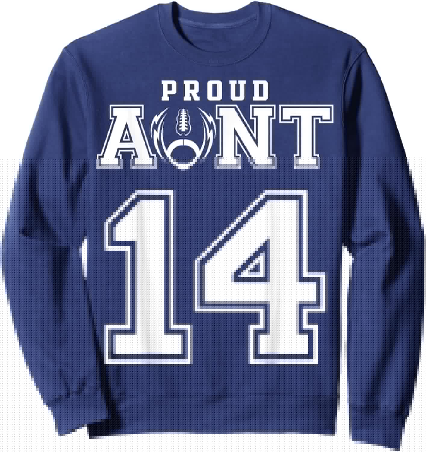 Custom Proud Football Aunt Number 14 Personalized Sweatshirt - Sweatshirt | Navy