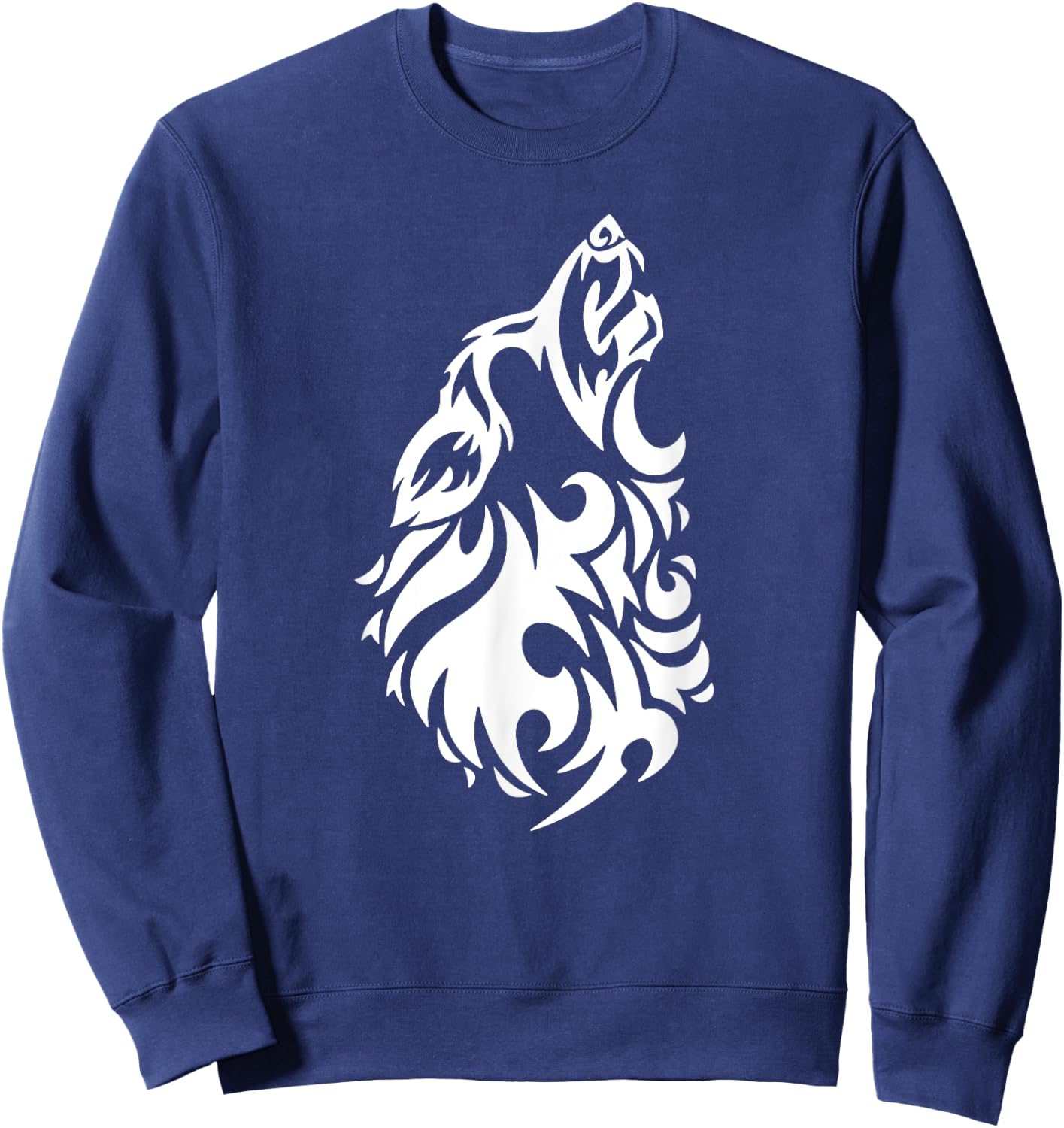 Wolf - Cool Tribal Dog Head Pup Howling Men Women Girls Kids Sweatshirt - Sweatshirt | Navy