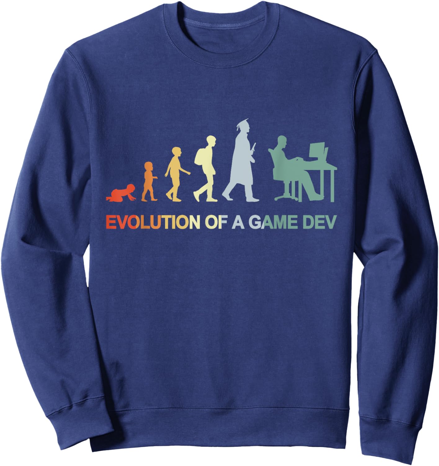 Vintage Game Development Evolution Video Game Producer Sweatshirt - Sweatshirt | Navy