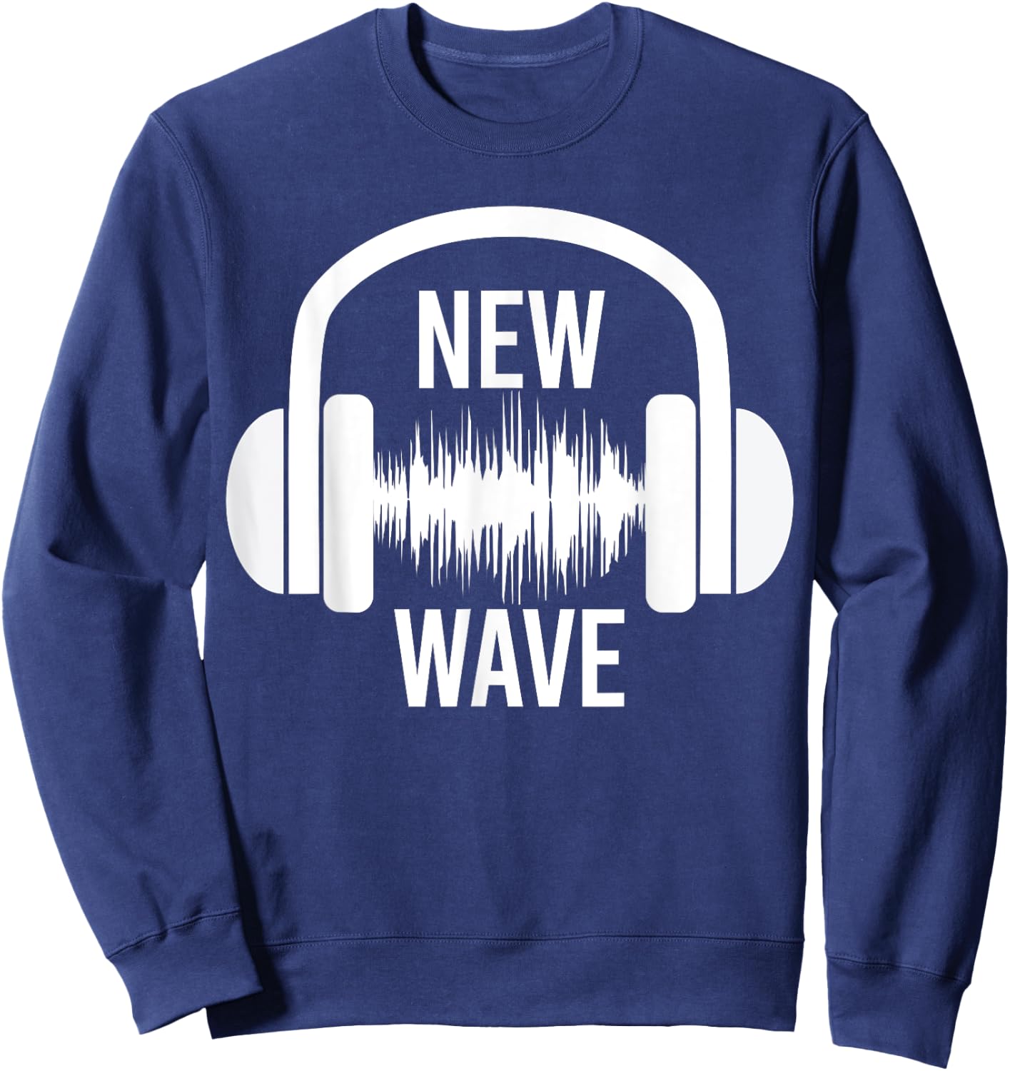 New Wave Headphone Music Graphic Design Sweatshirt - Sweatshirt | Navy