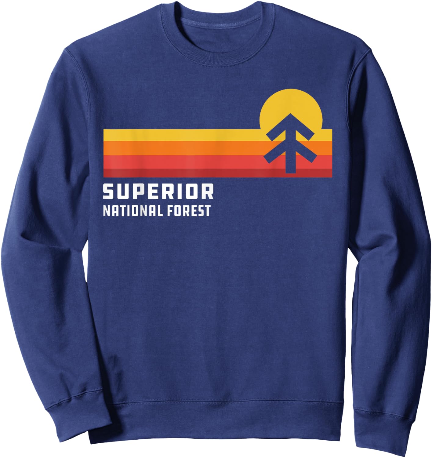 Retro Sunset Superior National Forest Ely Minnesota Sweatshirt - Sweatshirt | Navy