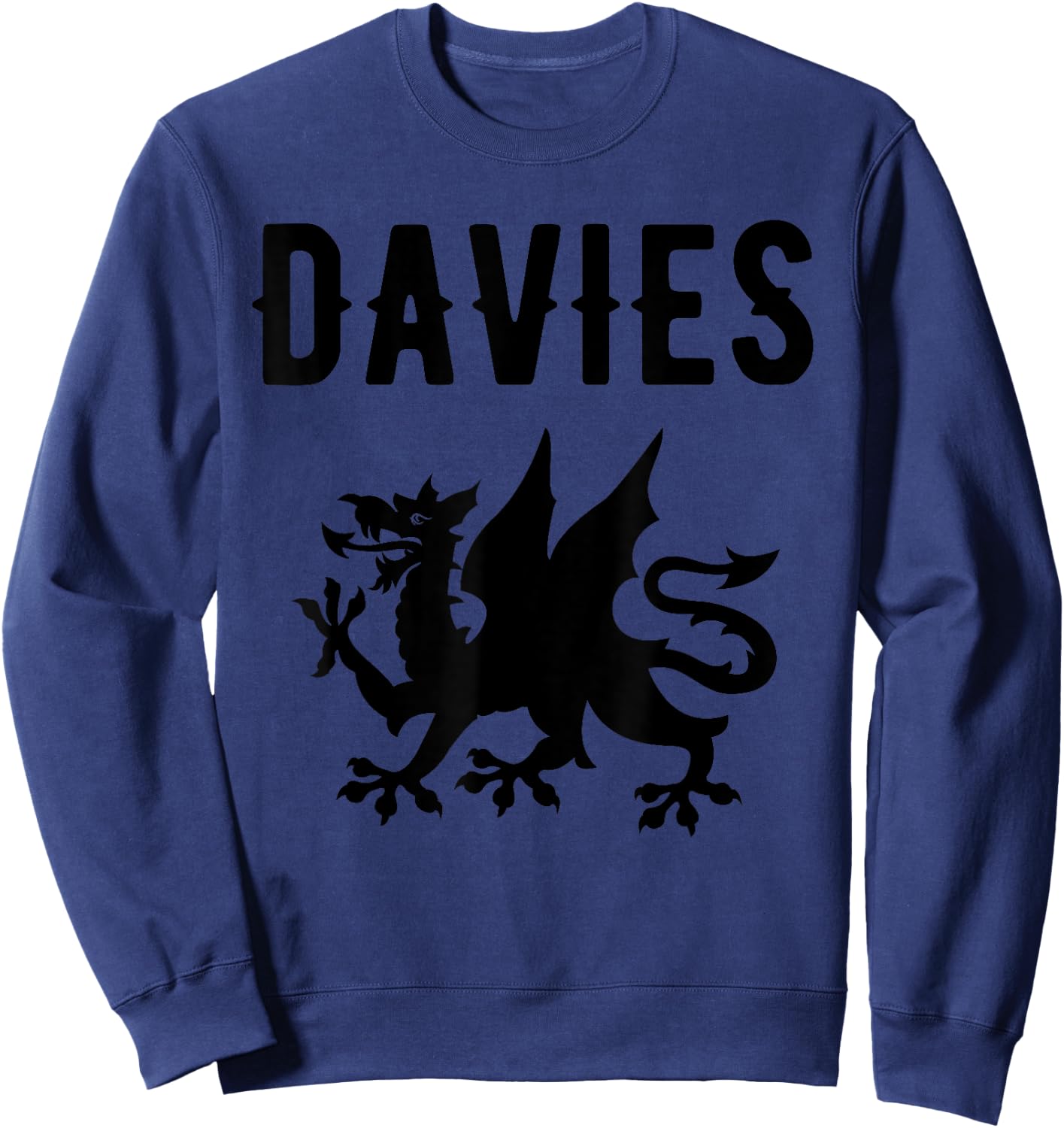 Davies Surname Welsh Family Name Wales Heraldic Dragon Sweatshirt - Sweatshirt | Navy