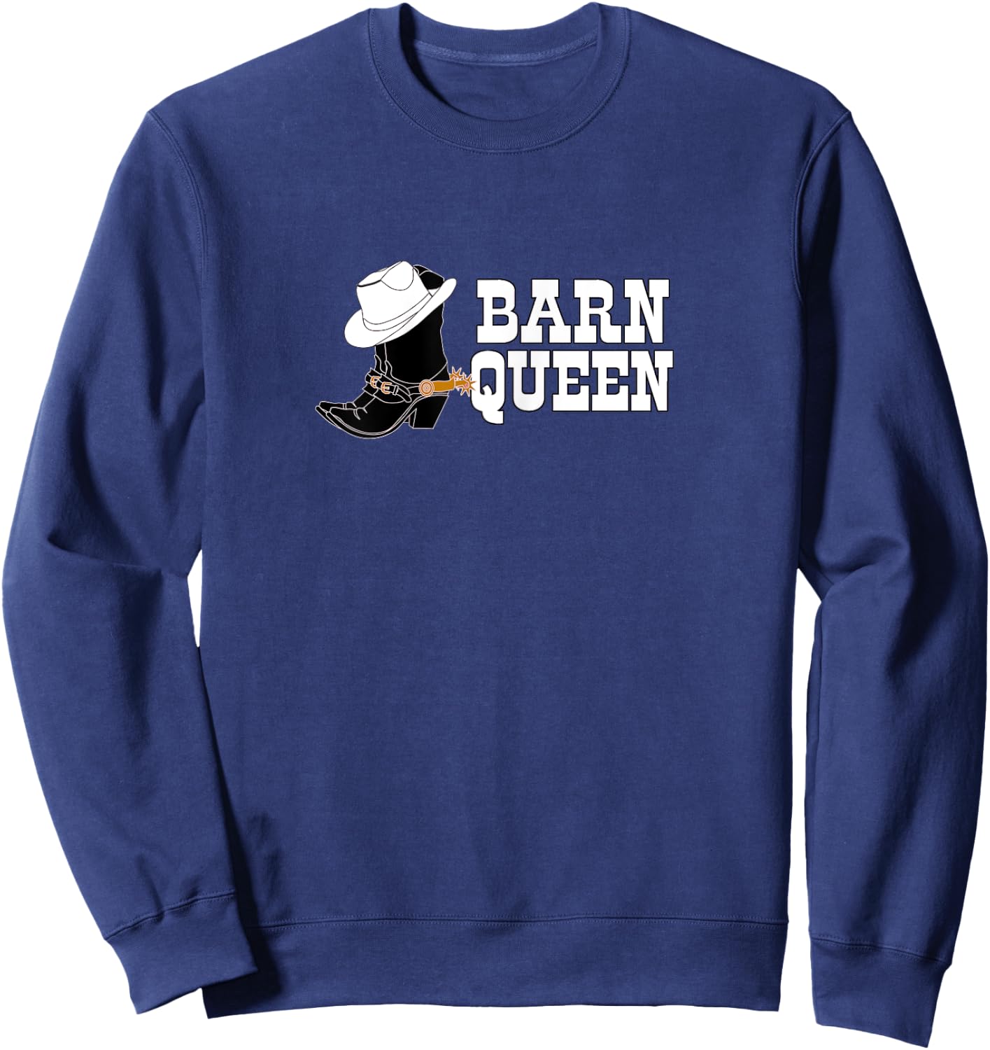 Horse lover Cowgirl shirt "BARN QUEEN" with Boot, Hat. white Sweatshirt - Sweatshirt | Navy