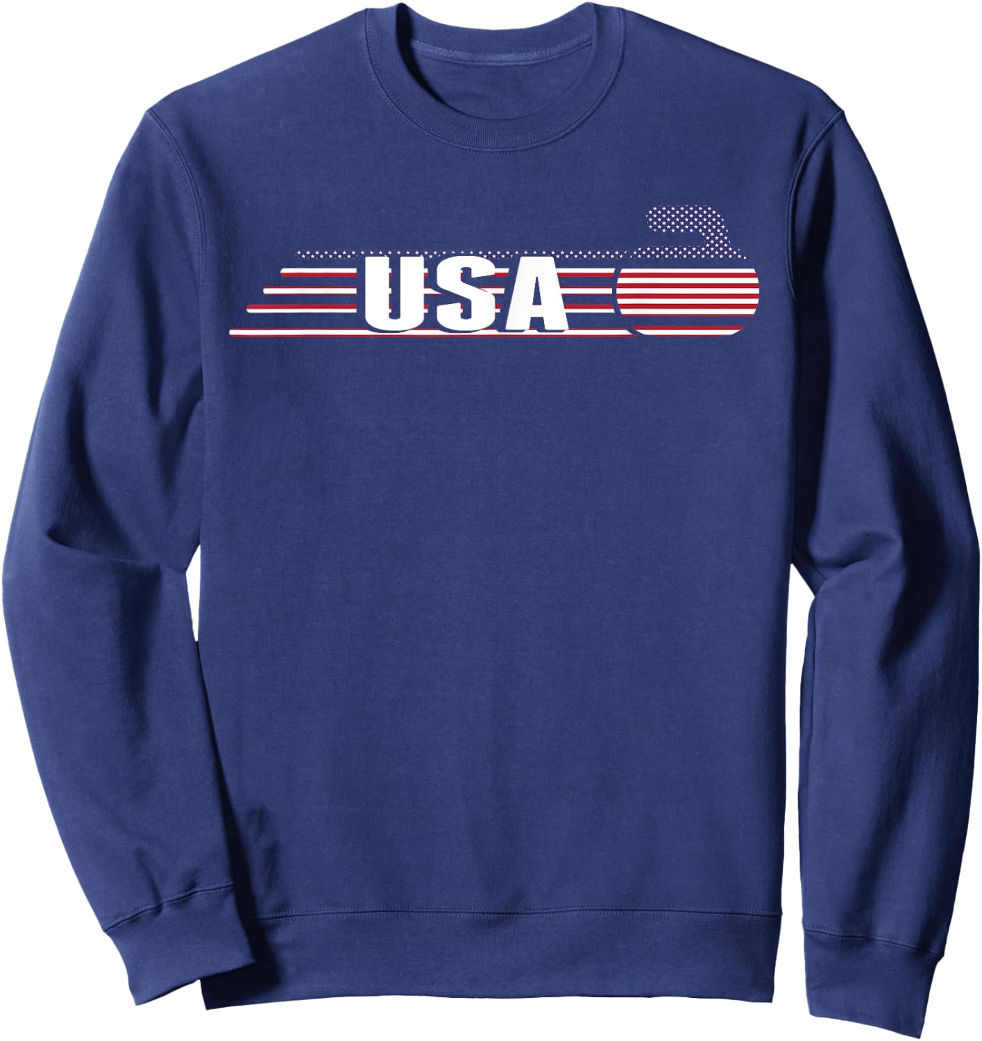 USA Team Curling Rock Jersey - Vintage Winter Sports Lovers Sweatshirt - Sweatshirt | Navy