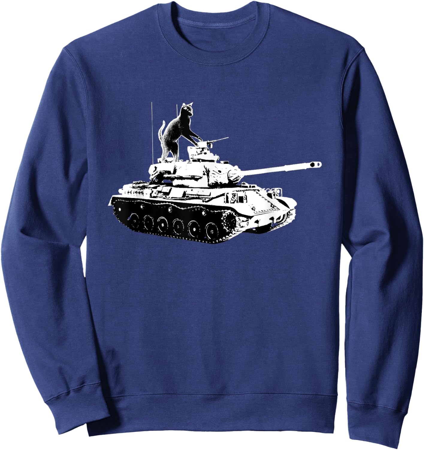 Army Tank Cat Military Funny Kitty Cat Pet Lovers Men Women Sweatshirt - Sweatshirt | Navy
