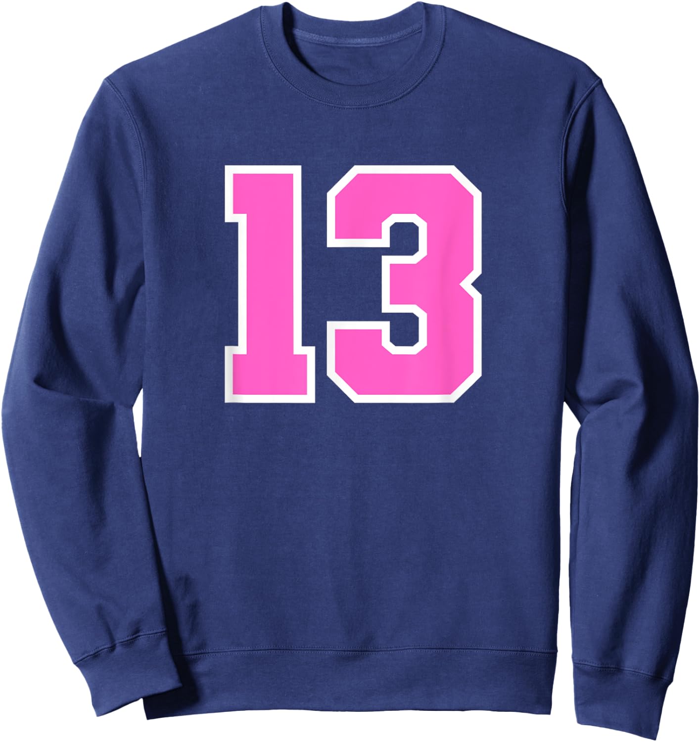 Number #13 Sport Pink Varsity Number Sweatshirt - Sweatshirt | Navy