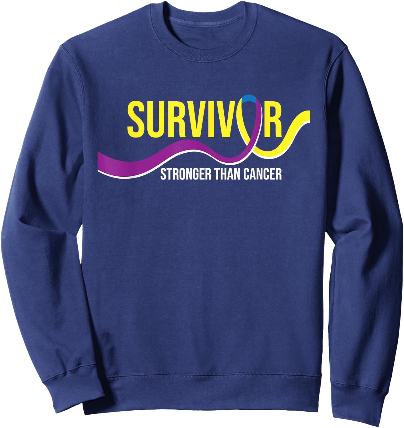 Survivor Stronger Than Cancer - Bladder Cancer Awareness Sweatshirt - Sweatshirt | Navy