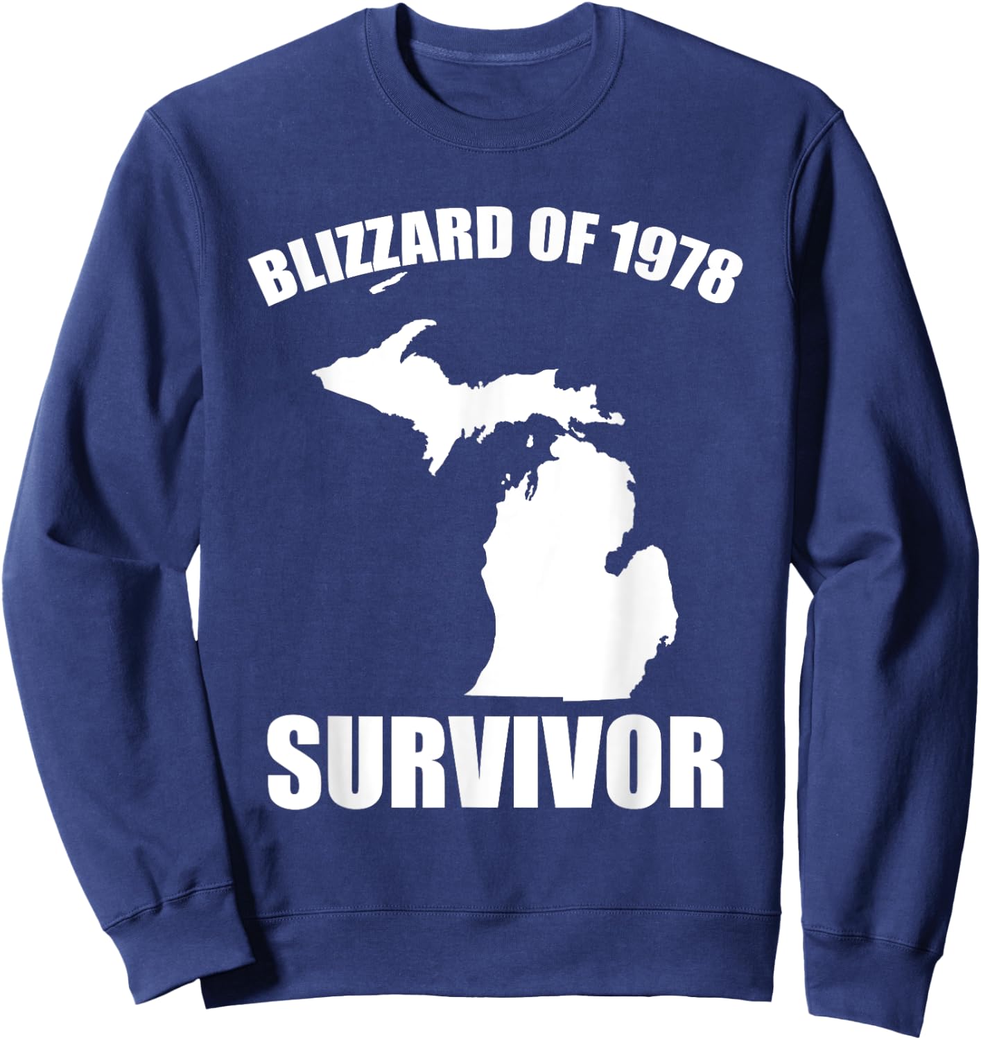 Blizzard Of 1978 Survivor Funny Michigan Winter Snowstorm Sweatshirt - Sweatshirt | Navy