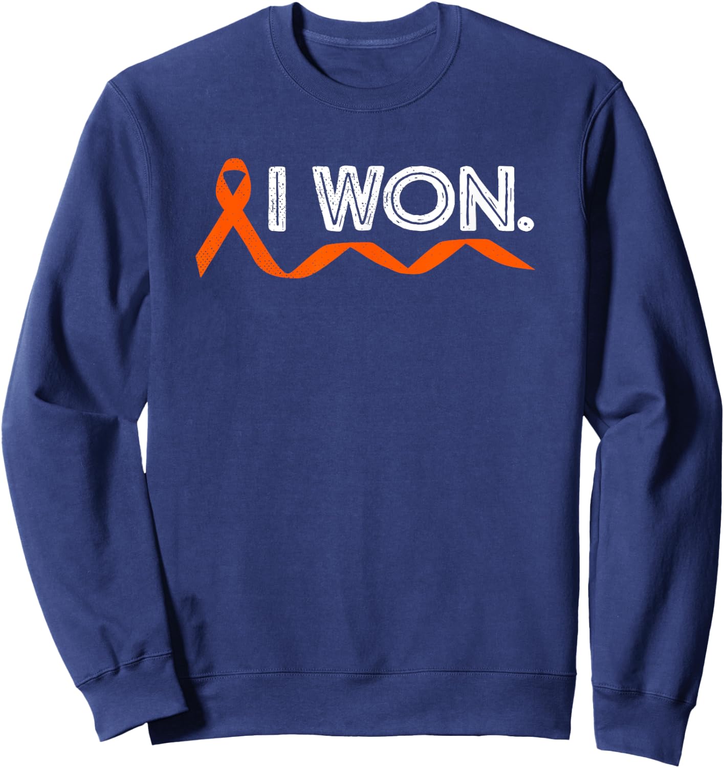 SHIRTSIDE Leukemia Cancer I Won Orange Ribbon Awareness Warriors Sweatshirt - Sweatshirt | Navy