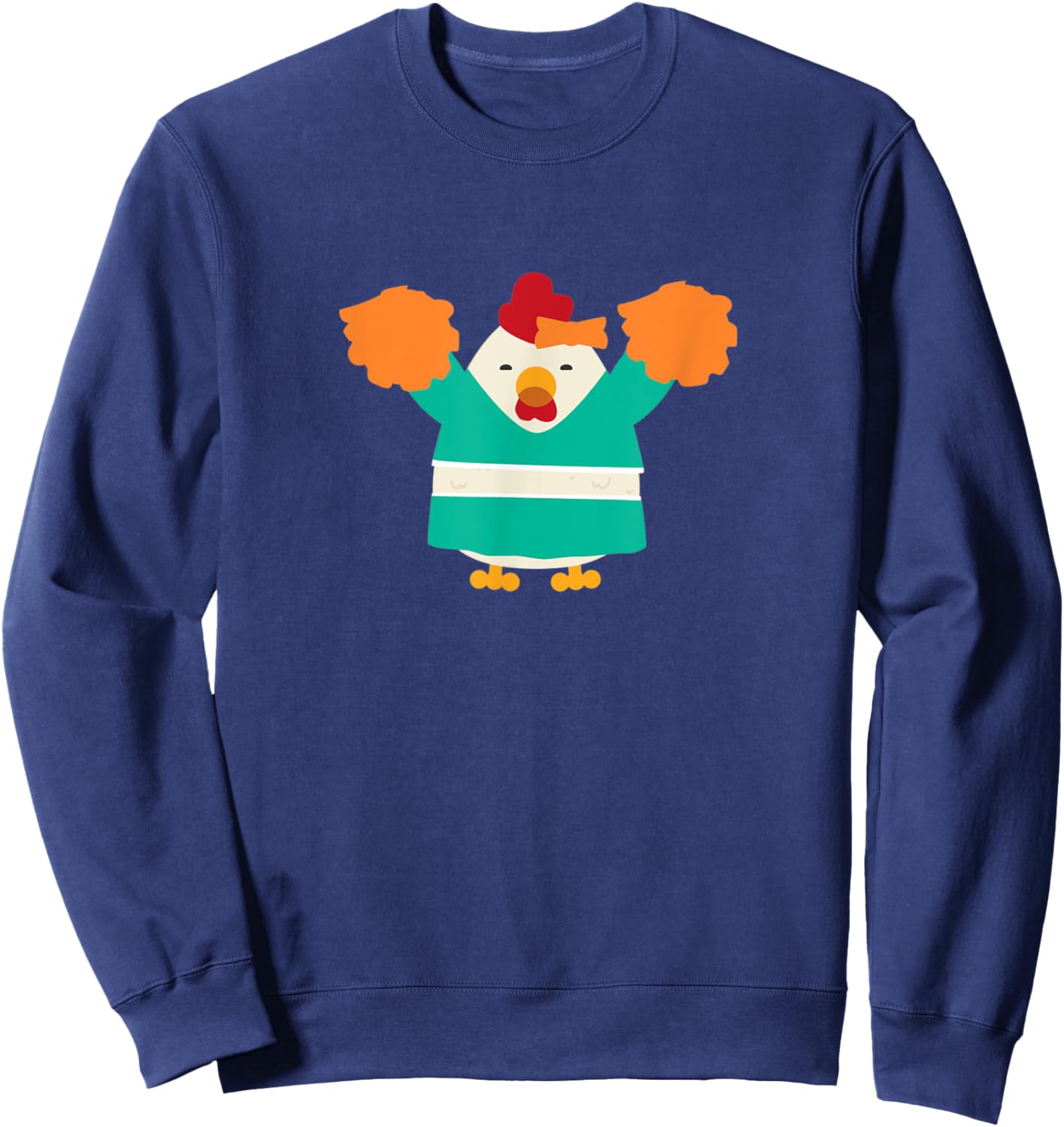 Cheerleading Chicken Funny Cheerleader Pom Poms Sweatshirt - Sweatshirt | Navy
