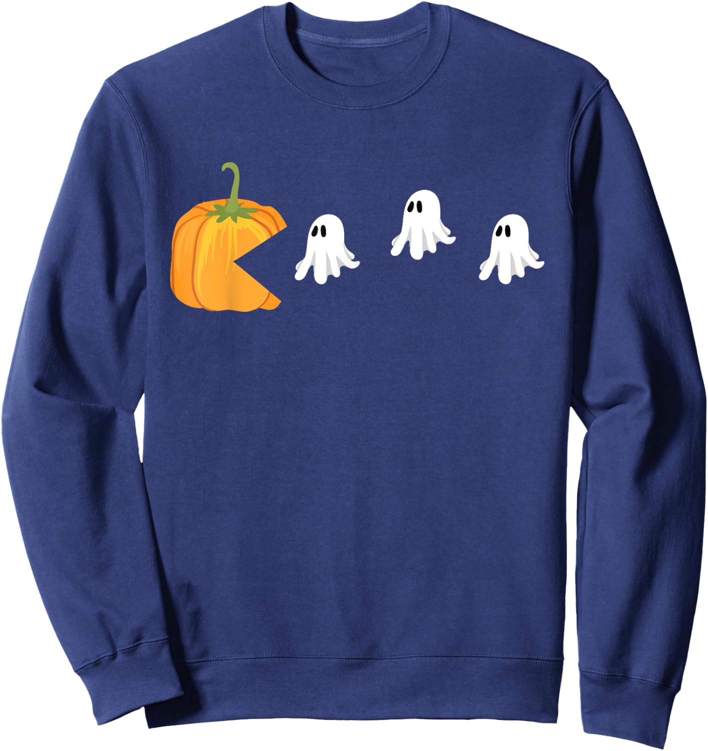 Pumpkin Eat Ghost Video Game Funny Gaming Halloween Gifts Sweatshirt - Sweatshirt | Navy