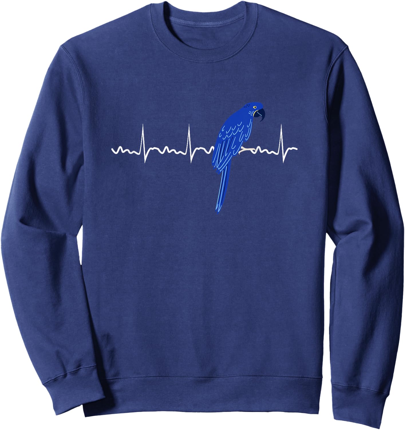 Hyacinth Macaw Heartbeat Hyacinth Macaw Parrot Bird Sweatshirt - Sweatshirt | Navy