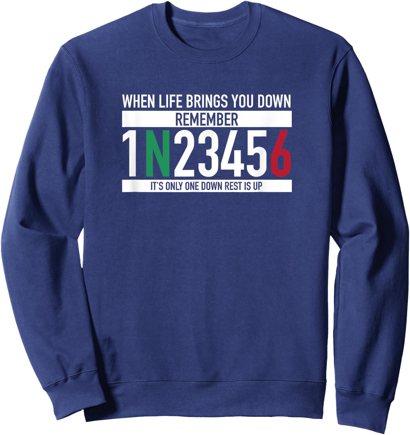 1N23456 Motorcycle Gear Shift Motorcyclist Sweatshirt - Sweatshirt | Navy