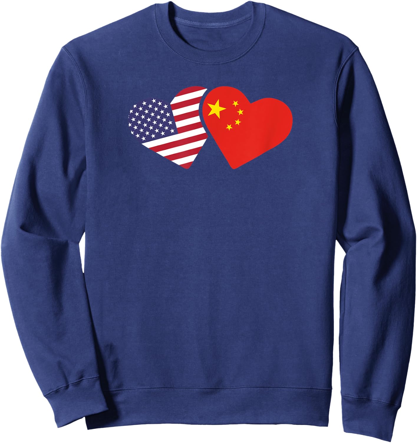 China USA Flag T Shirt Heart Chinese American Love Gift Sweatshirt - Sweatshirt | Navy