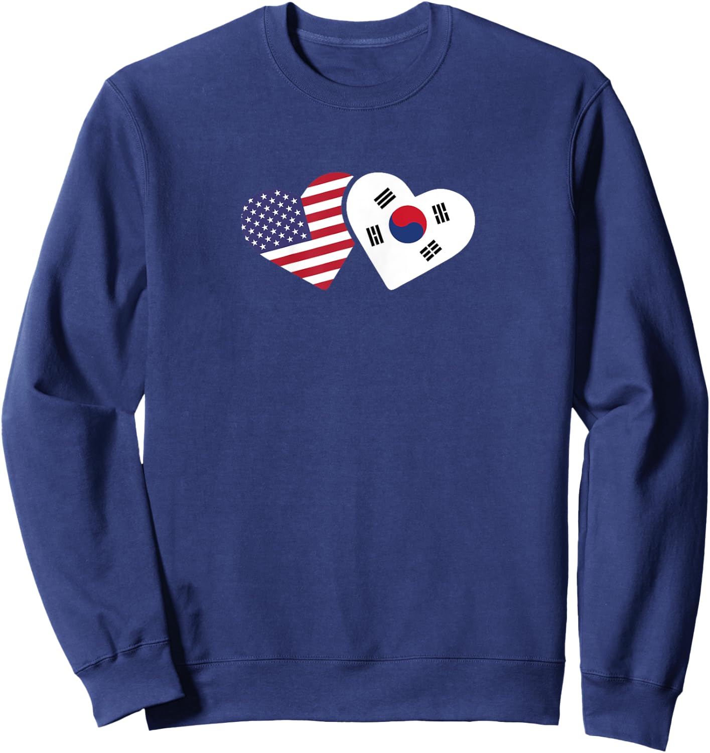 South Korea USA Flag Shirt Heart Korean American Love Gift Women Sweatshirt - Sweatshirt | Navy
