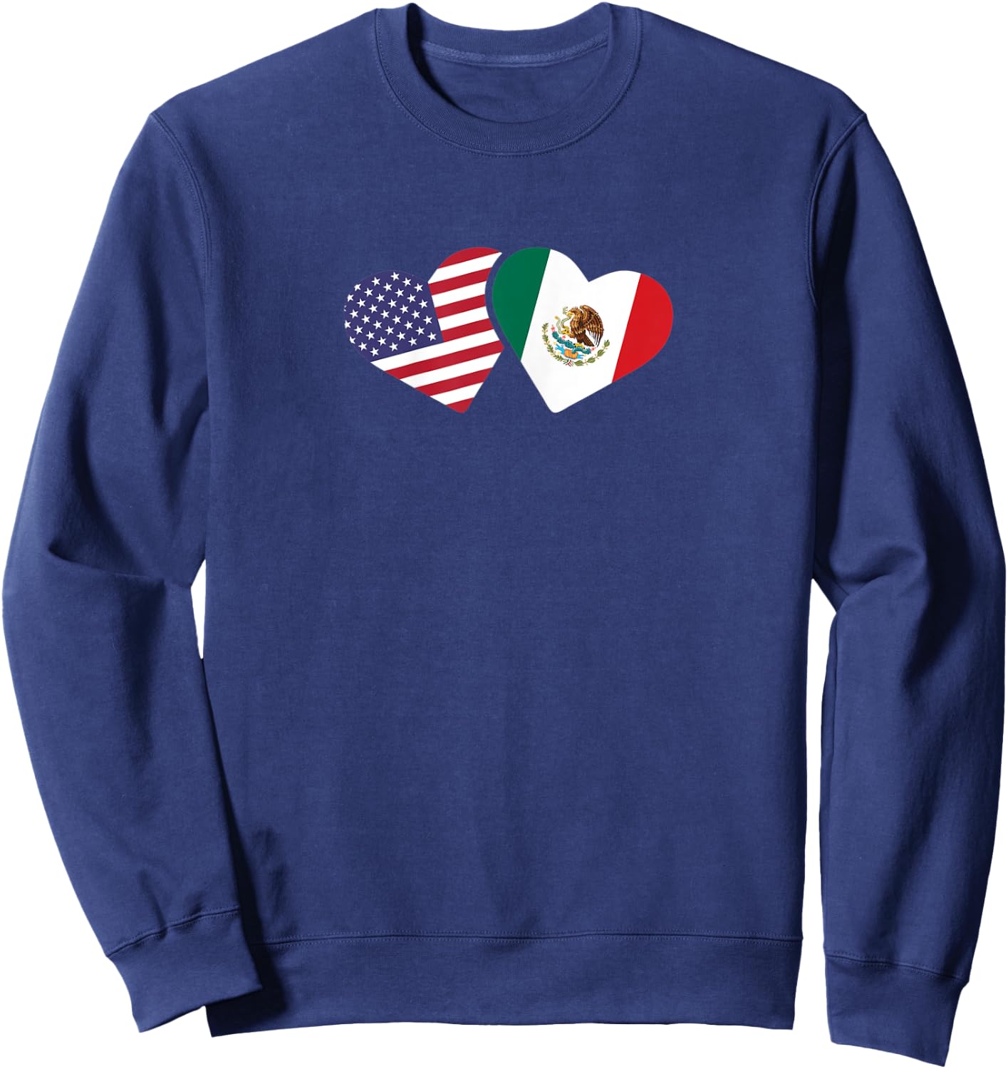 Mexico USA Flag T Shirt Heart Mexican American Love Sweatshirt - Sweatshirt | Navy