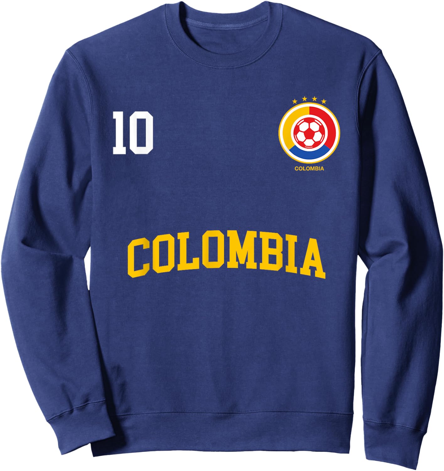 Colombia Soccer Shirt 10 + BACK Colombian Flag Camisa Futbol Sweatshirt - Sweatshirt | Navy