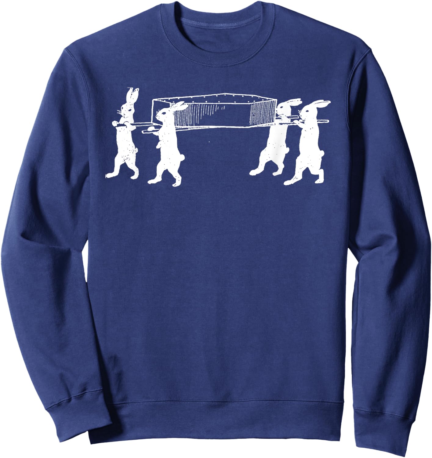 Funny Creepy Rabbits Carrying Coffin Casket Halloween Retro Sweatshirt - Sweatshirt | Navy