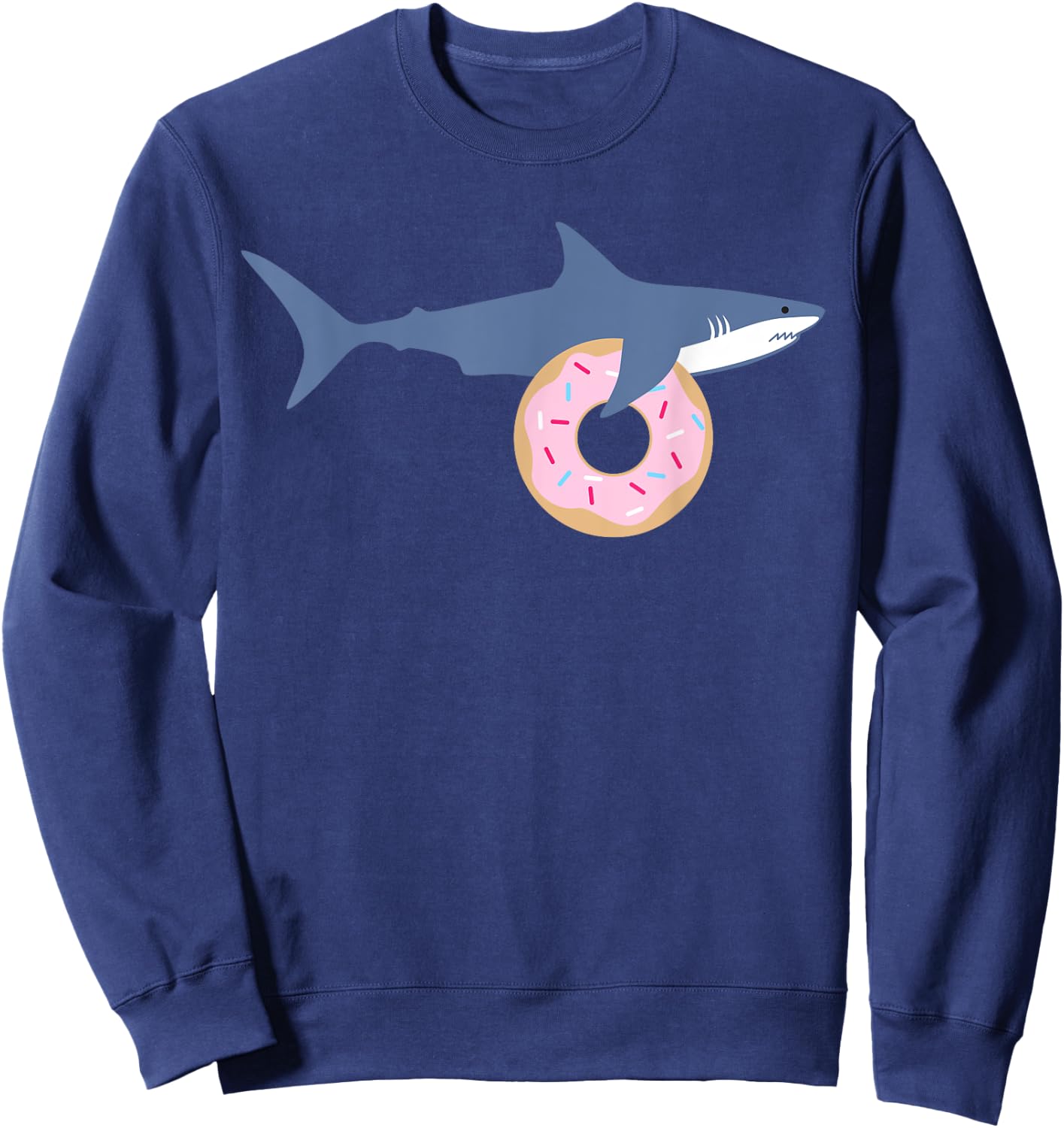 Funny Shark Carrying Donut Cute Food Kids Gift Sweatshirt - Sweatshirt | Navy