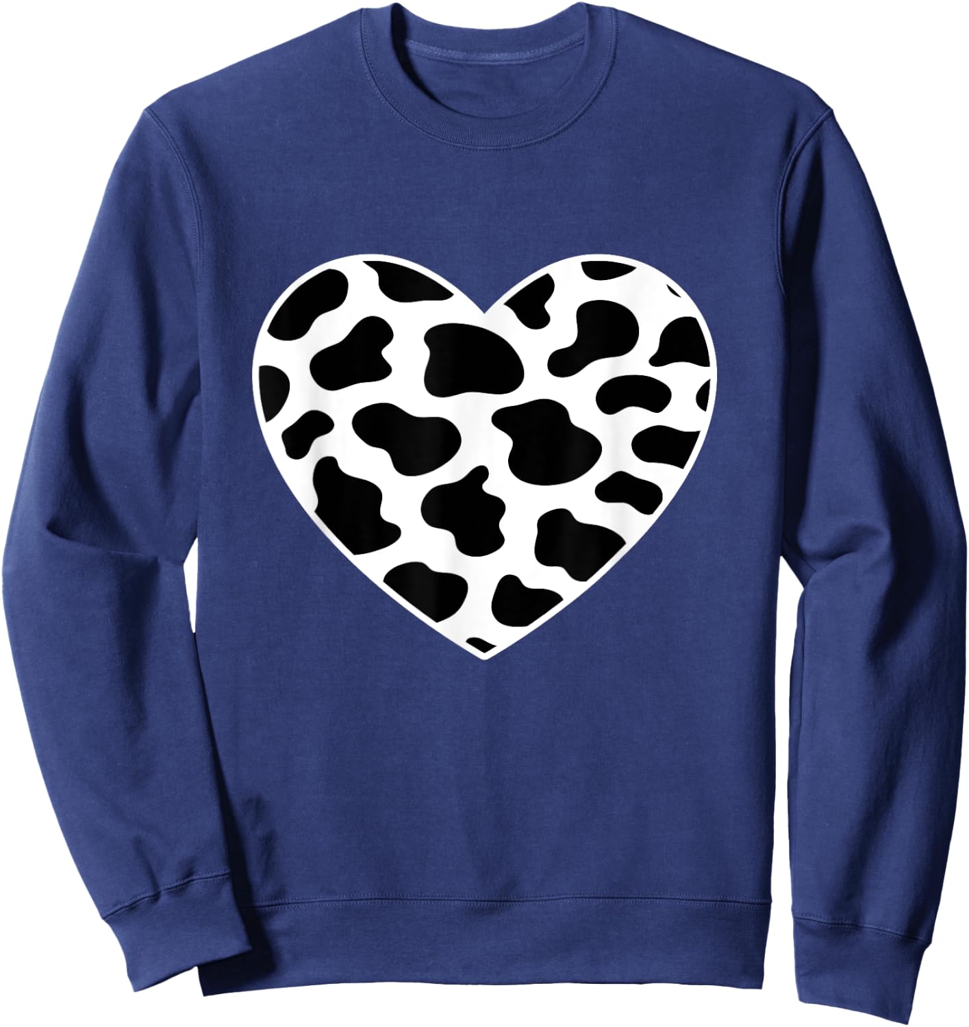 Cow Print Heart Cow Mom Mommy Dad Cow Lover Women Men Farmer Sweatshirt - Sweatshirt | Navy