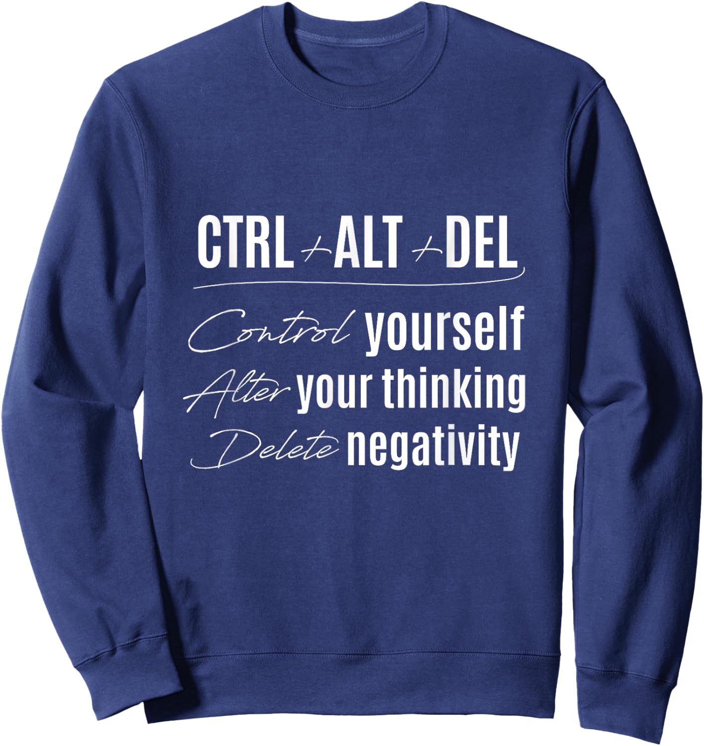 Control Yourself Alter Thoughts Ctrl Alt Delete Negativity Sweatshirt - Sweatshirt | Navy