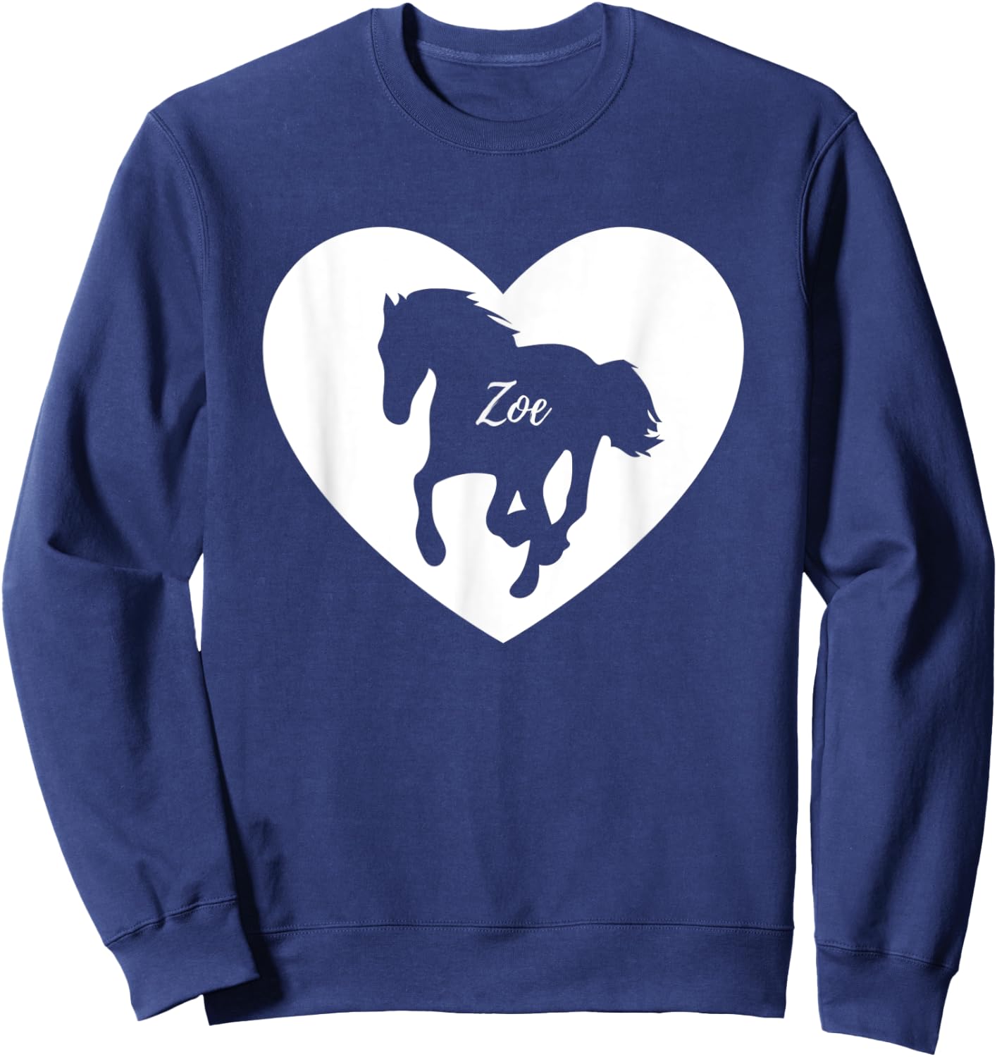 Zoe Horse Lover Shirt for Girls Named Zoe Loves Horses Sweatshirt - Sweatshirt | Navy