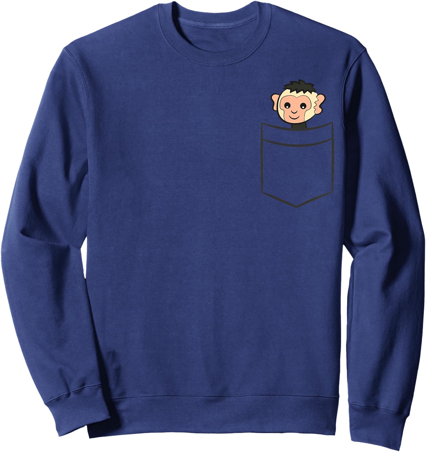 Capuchin Monkey In The Pocket Cute Pocket Capuchin Monkey Sweatshirt - Sweatshirt | Navy